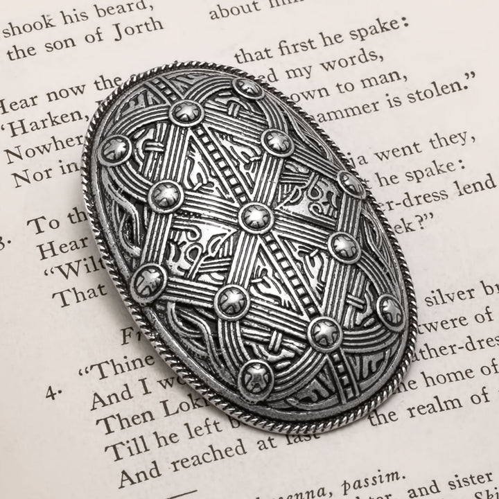 Viking Borre Oval Tortoise Diamond Fibula Brooch