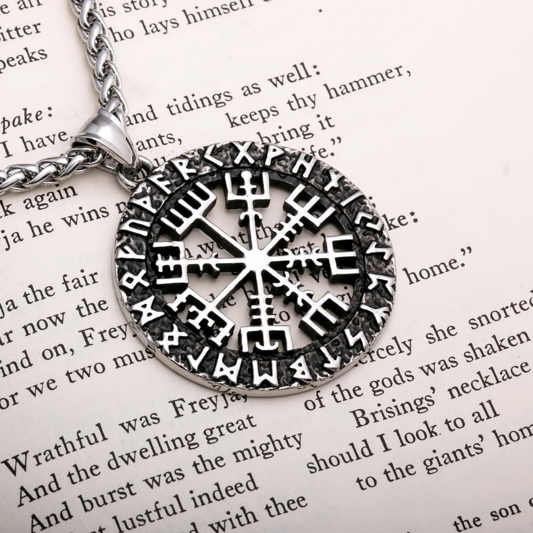 Vegvisir Rune Open Viking Pendant Necklace 316L Stainless Steel - view 2