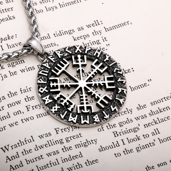 Vegvisir Rune Open Viking Pendant Necklace 316L Stainless Steel - view 2