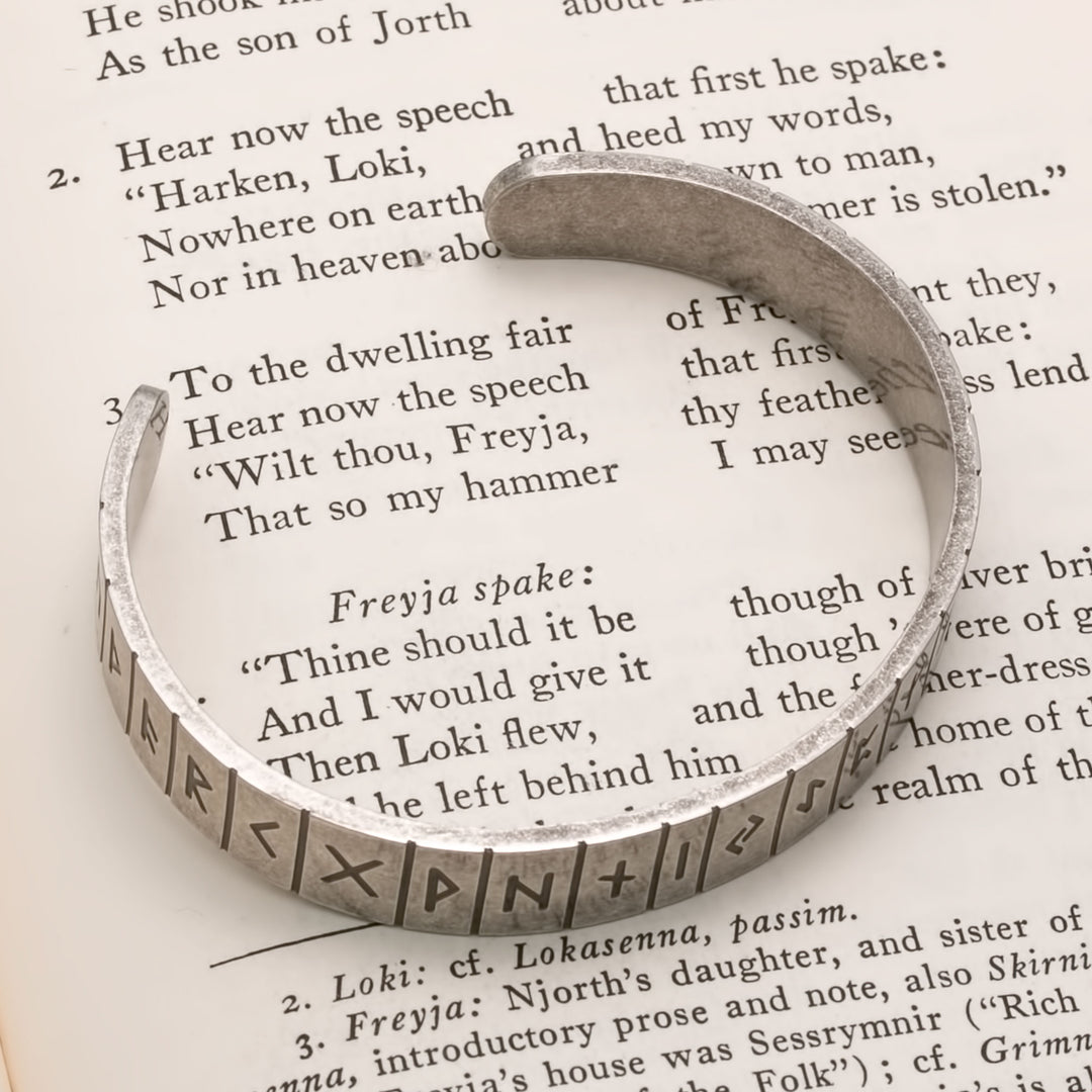 Viking Elder Futhark Rune Cuff Bracelet