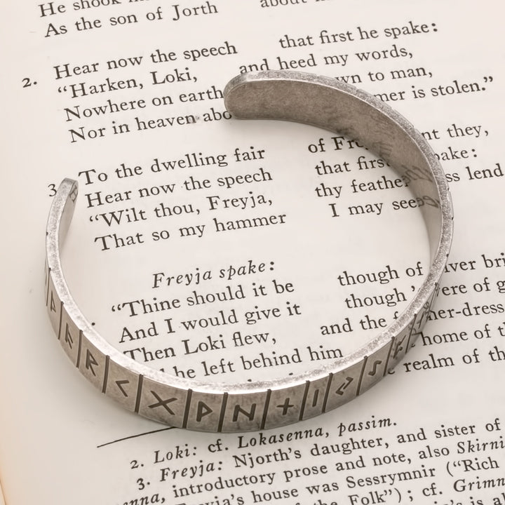 Viking Elder Futhark Rune Cuff Bracelet