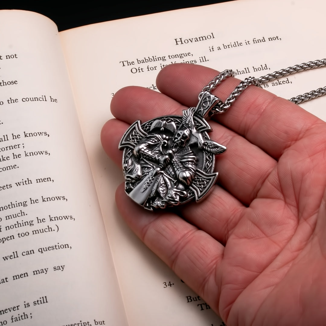Raven Viking Pendant Necklace 316L Stainless Steel