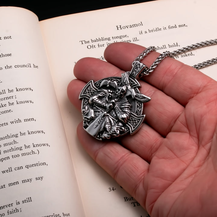 Raven Viking Pendant Necklace 316L Stainless Steel