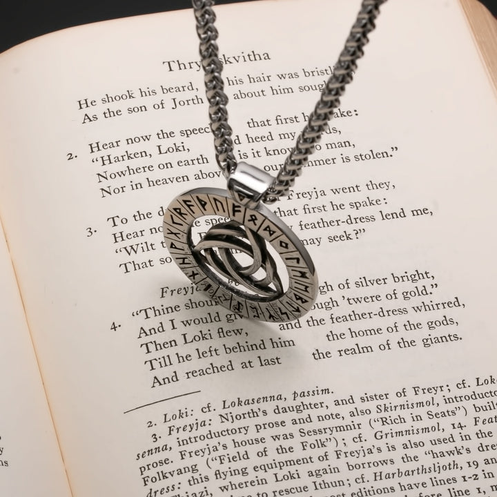 Viking Celtic Trinity Knot Rune Medallion Stainless Steel Pendant Necklace