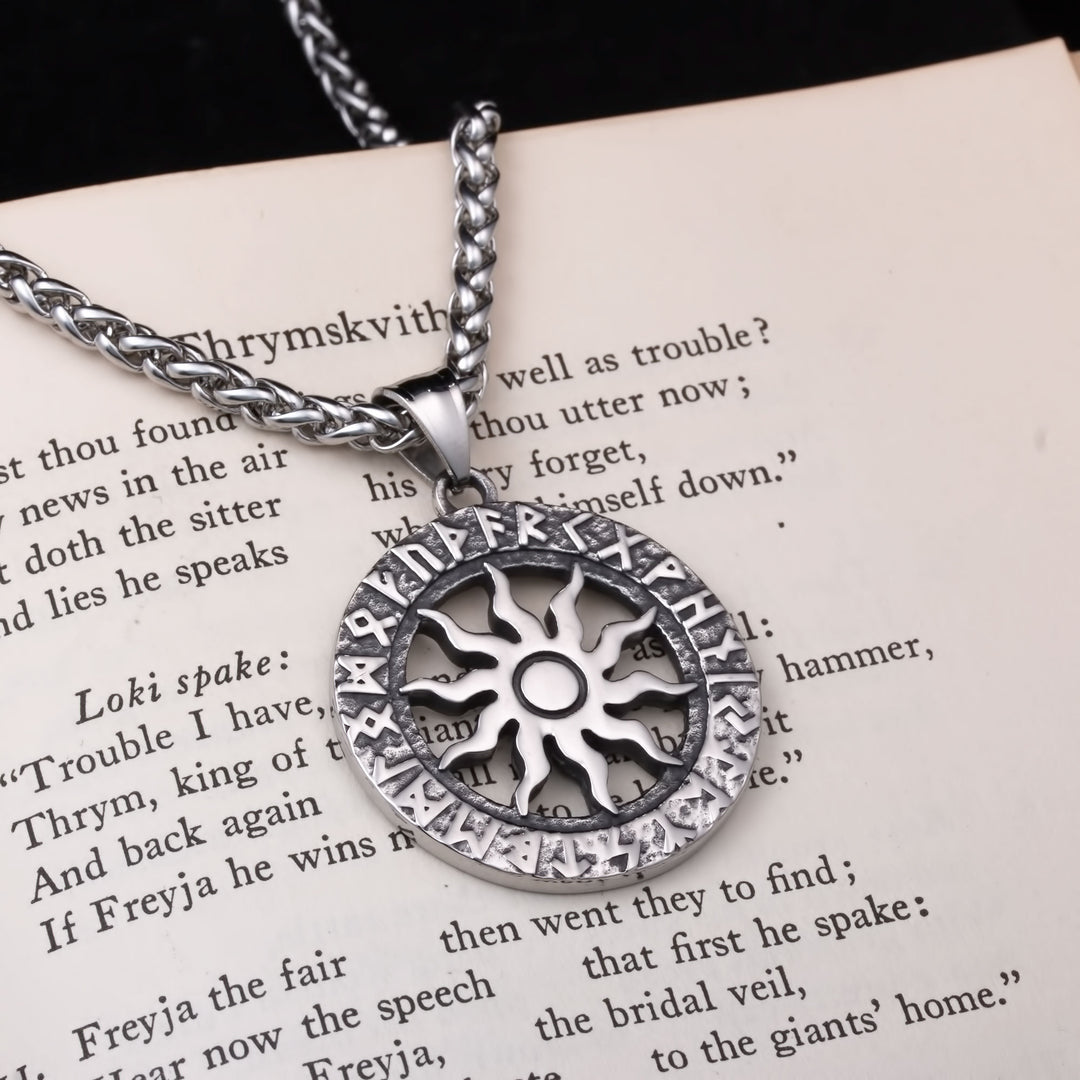 Elder Futhark Rune Viking Pendant Necklace 316L Stainless Steel