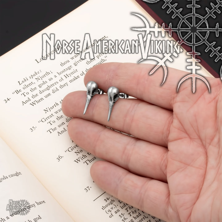 Raven Viking Stud Earrings 316L Stainless Steel