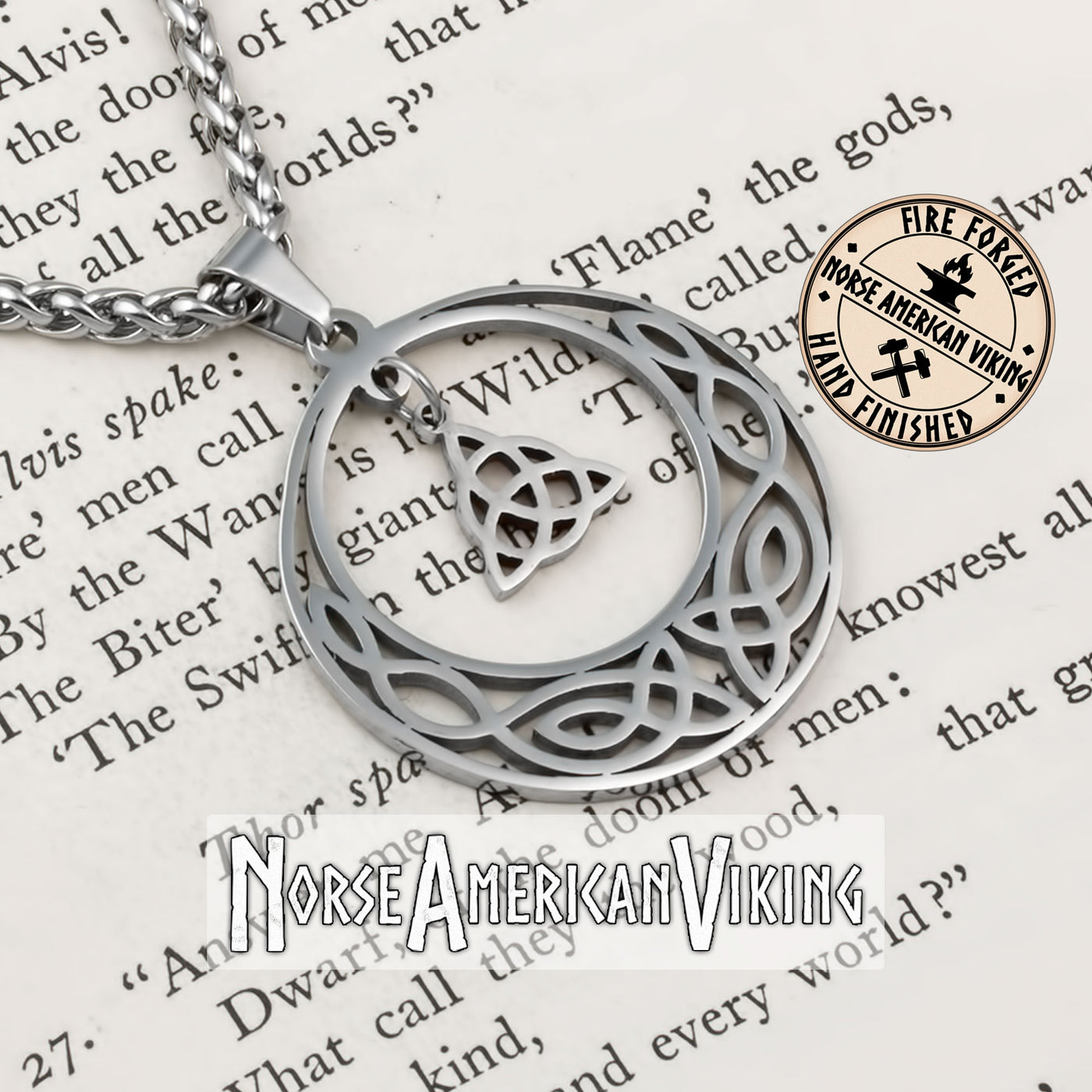 Viking Celtic Trinity Knot Stainless Steel Pendant Necklace