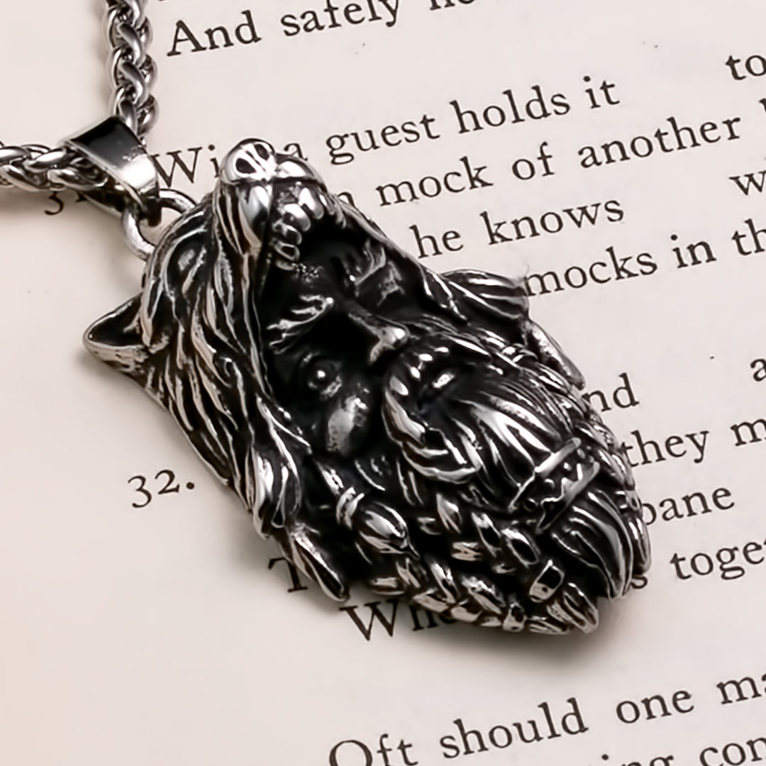 Fenrir Wolf Viking Pendant Necklace 316L Stainless Steel