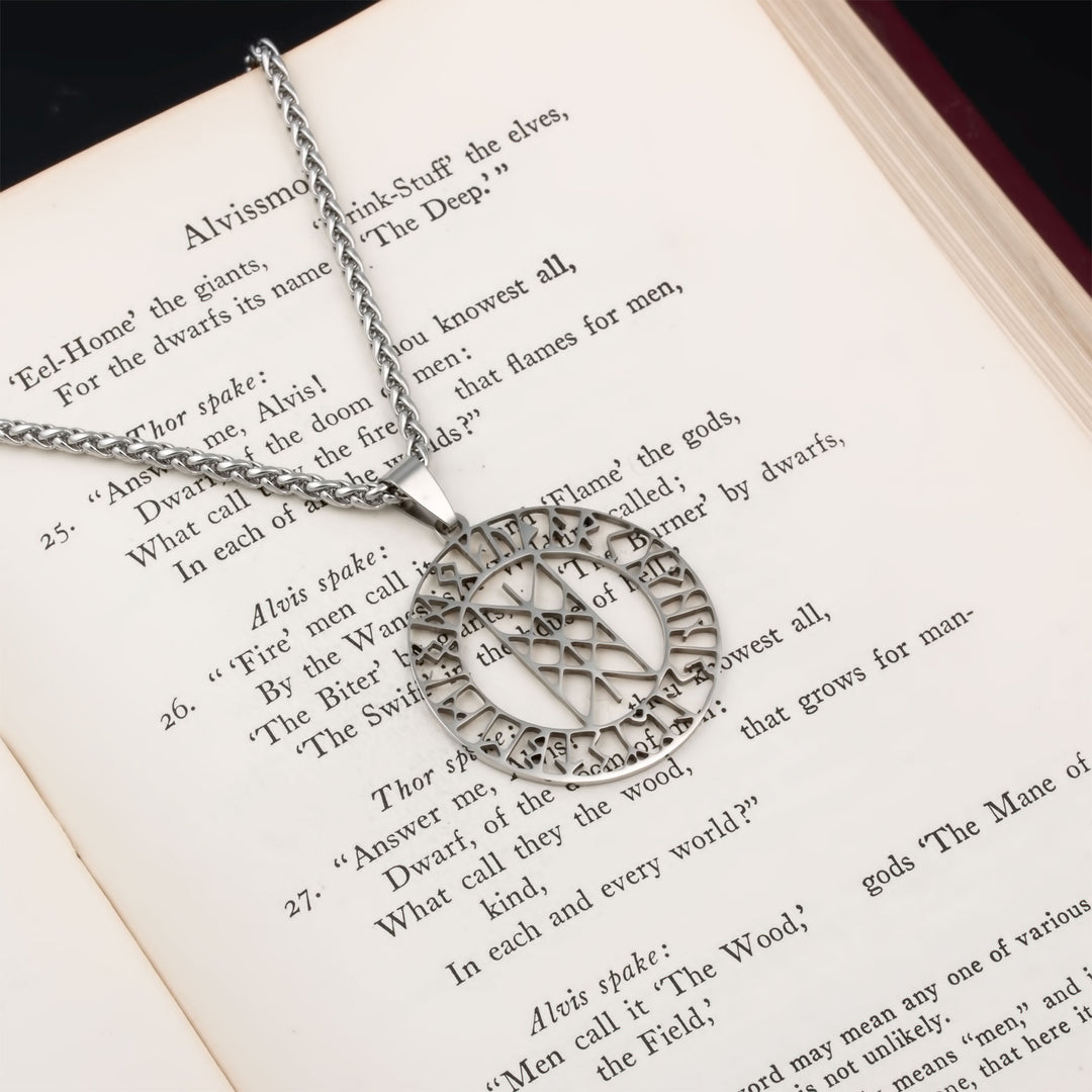 Web of Wyrd Rune Pendant Necklace Stainless Steel Viking