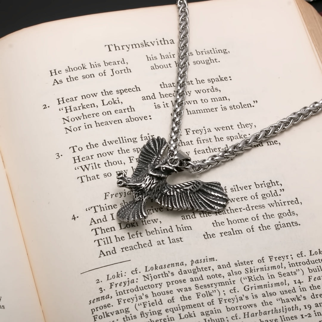 Viking Flying Owl Stainless Steel Pendant Necklace
