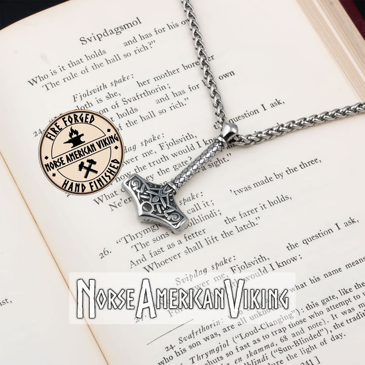 Viking Mjolnir Thor's Hammer Stainless Steel Pendant Necklace