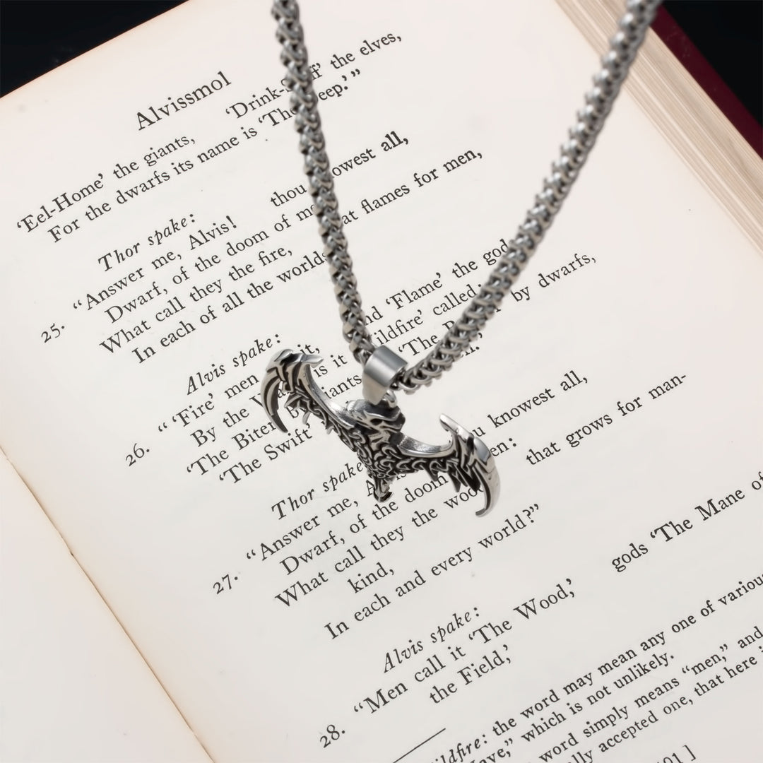 Norse Dragon Pendant Necklace Stainless Steel Viking