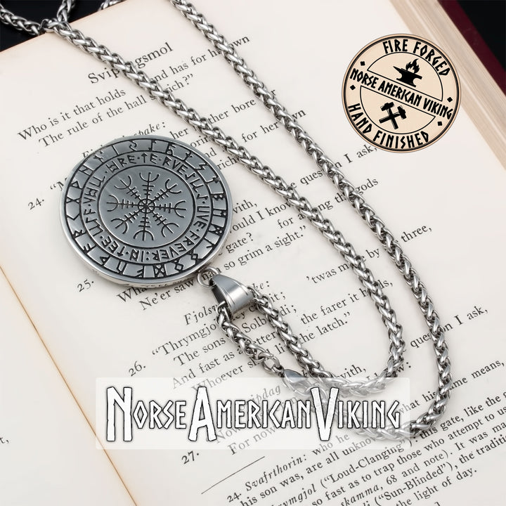 Viking Wolf Rune Stainless Steel Pendant Necklace