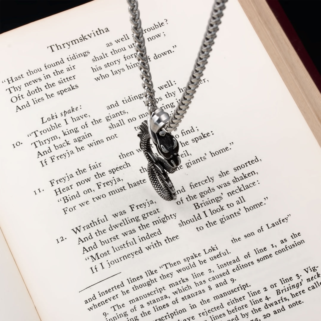 Midgard Serpent Infinity Pendant Necklace Stainless Steel Viking