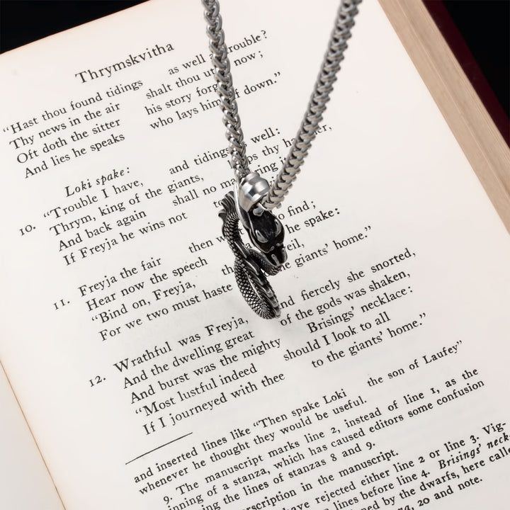 Midgard Serpent Infinity Pendant Necklace Stainless Steel Viking