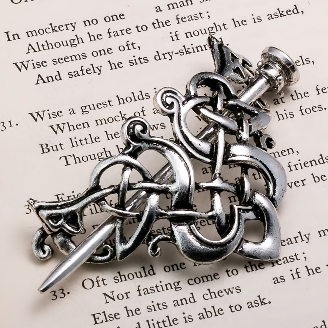 Viking Norse Celtic Hair Pin Guinevere Knot Silver