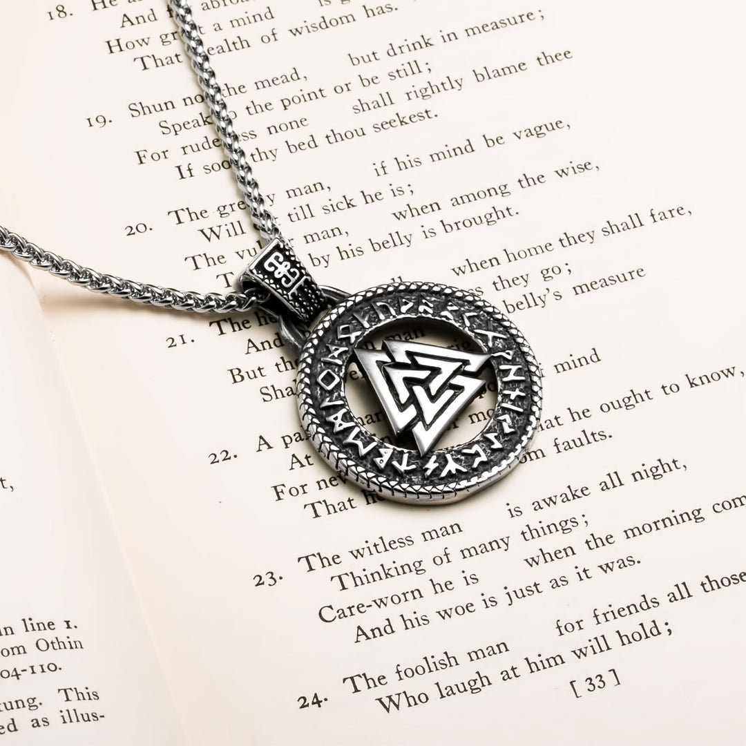 Valknut Viking Pendant Necklace 316L Stainless Steel