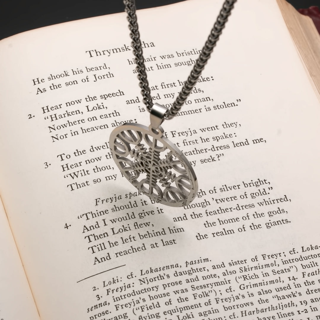 Helm of Awe Pendant Necklace Stainless Steel Viking