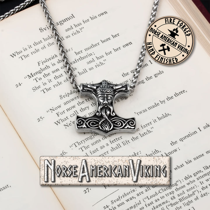 Viking Mjolnir Thor's Hammer Stainless Steel Pendant Necklace