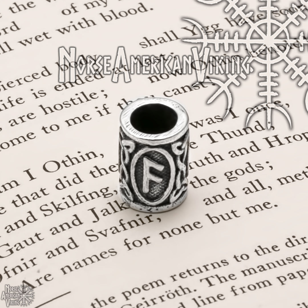 Viking Elder Futhark Ansuz Rune Beard Hair Jewelry Bead 316L Stainless Steel