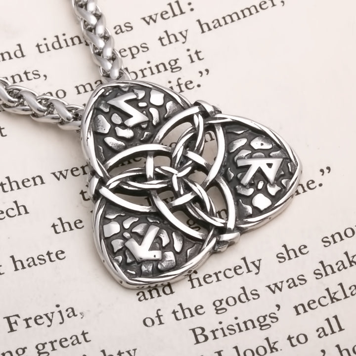 Celtic Trinity Knot Rune Open Viking Pendant Necklace 316L Stainless Steel
