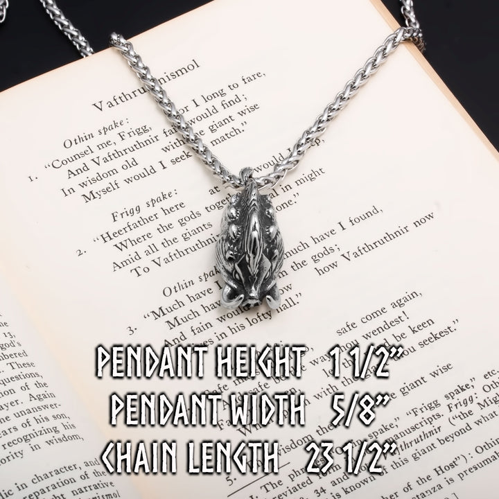 Viking Boar Gullinbursti Stainless Steel Pendant Necklace