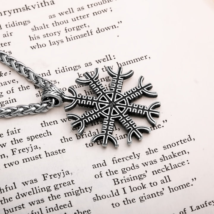 Helm of Awe Open Simple Viking Pendant Necklace 316L Stainless Steel