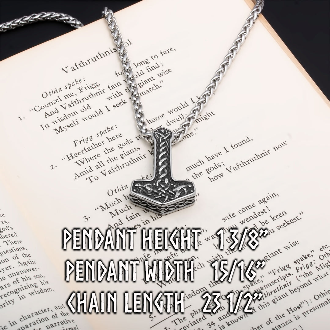 Mjolnir Thor's Hammer Pendant Necklace Stainless Steel Viking