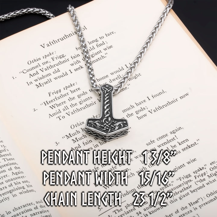 Mjolnir Thor's Hammer Pendant Necklace Stainless Steel Viking