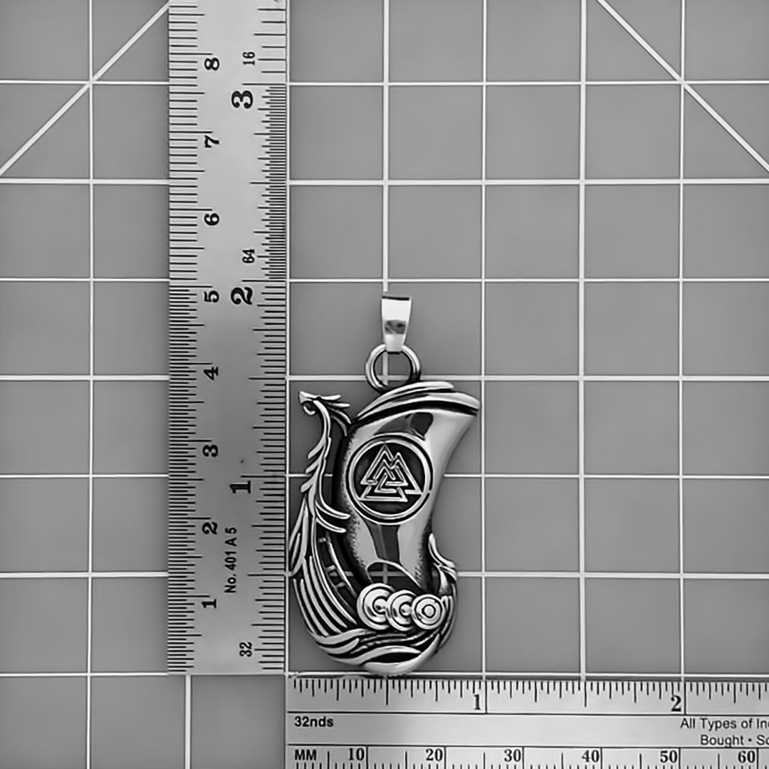 Viking Long Ship Stainless Steel Pendant Necklace