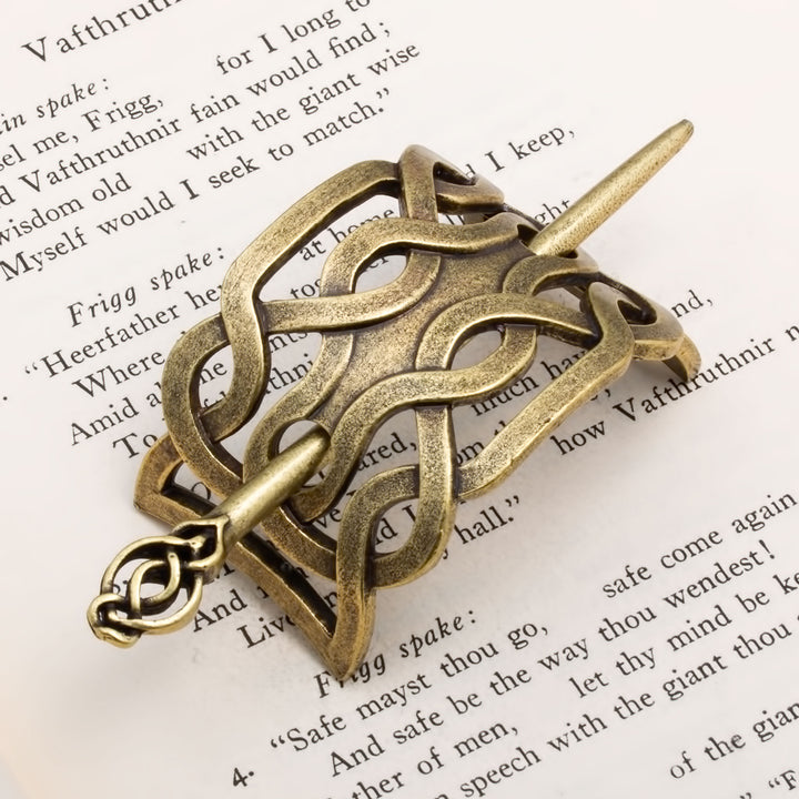 Viking Norse Celtic Twisted Knot Hair Pin Gold
