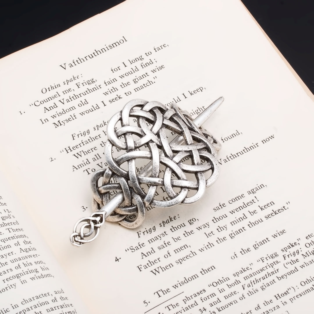 Viking Norse Celtic Round Dara Knot Hair Pin Silver