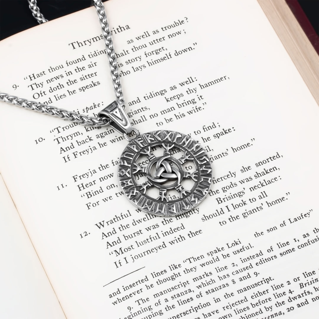Helm of Awe Viking Pendant Necklace 316L Stainless Steel