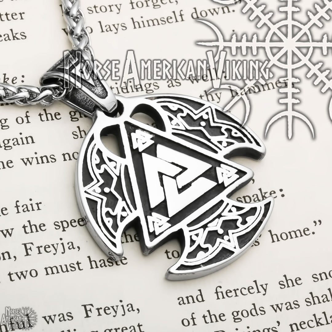 Viking Valknut Slain Warrior Knot Stainless Steel Pendant Necklace