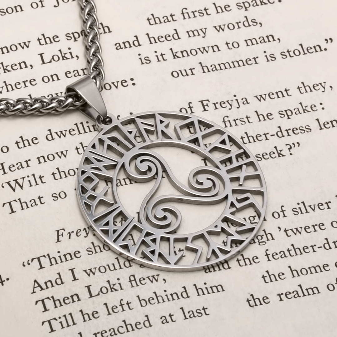 Elder Futhark Rune Viking Pendant Necklace 316L Stainless Steel