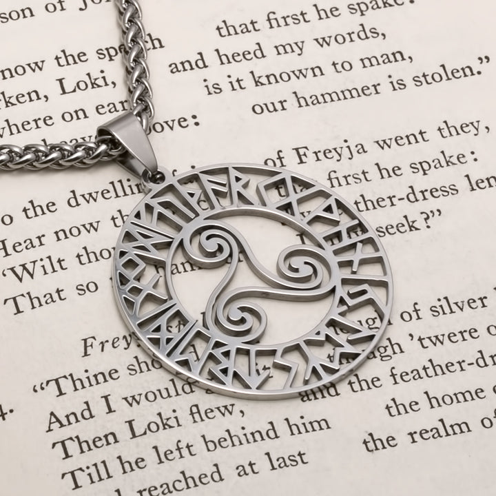 Elder Futhark Rune Viking Pendant Necklace 316L Stainless Steel