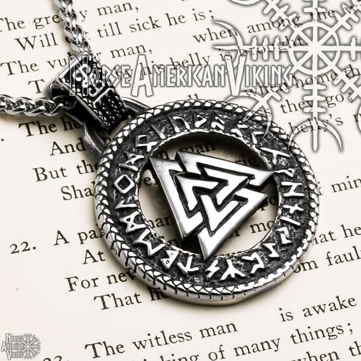 Viking Valknut Rune Stainless Steel Pendant Necklace