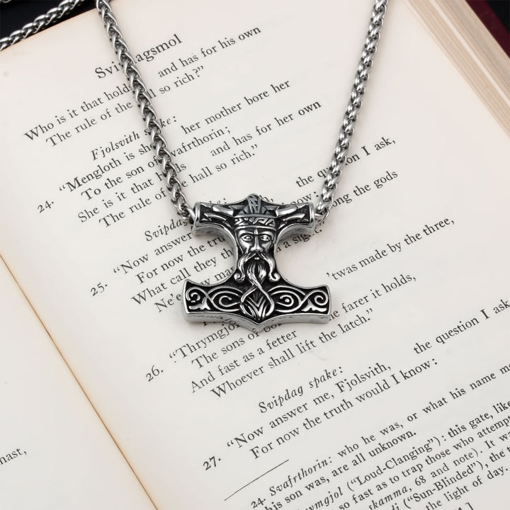 Mjolnir Thor's Hammer Pendant Necklace Stainless Steel Viking