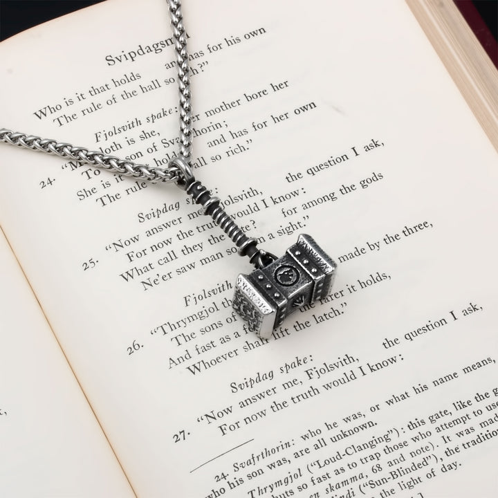 Mjolnir Thor's Hammer Pendant Necklace Stainless Steel Viking