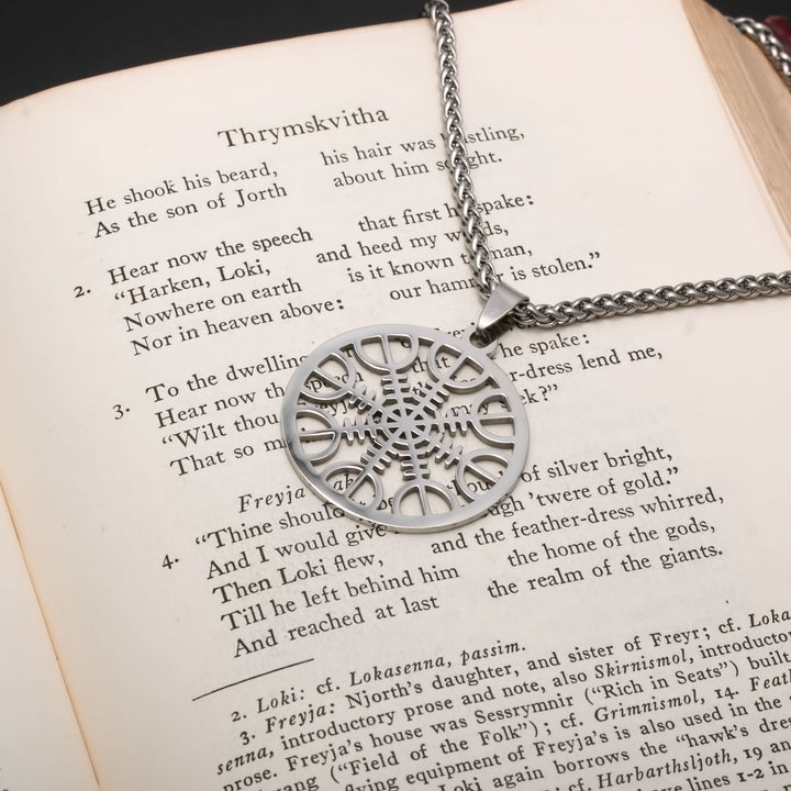 Helm of Awe Pendant Necklace Stainless Steel Viking