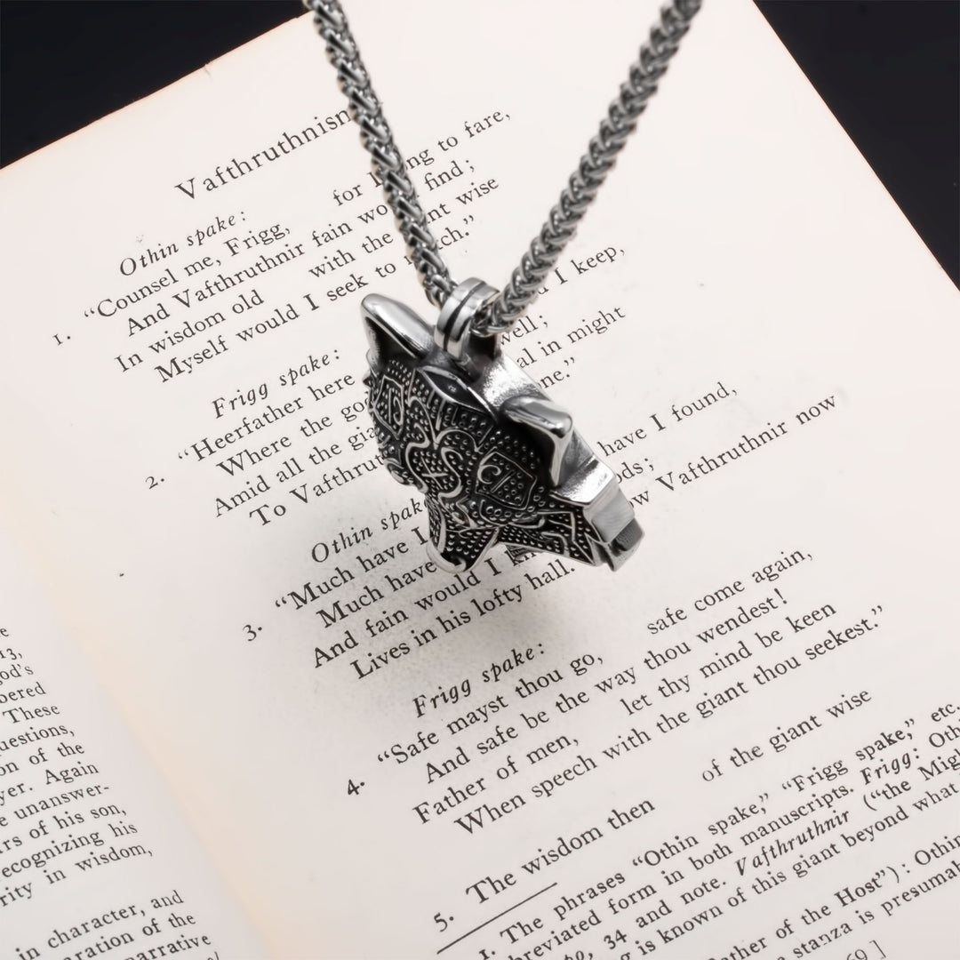 Fenrir Wolf Viking Pendant Necklace 316L Stainless Steel