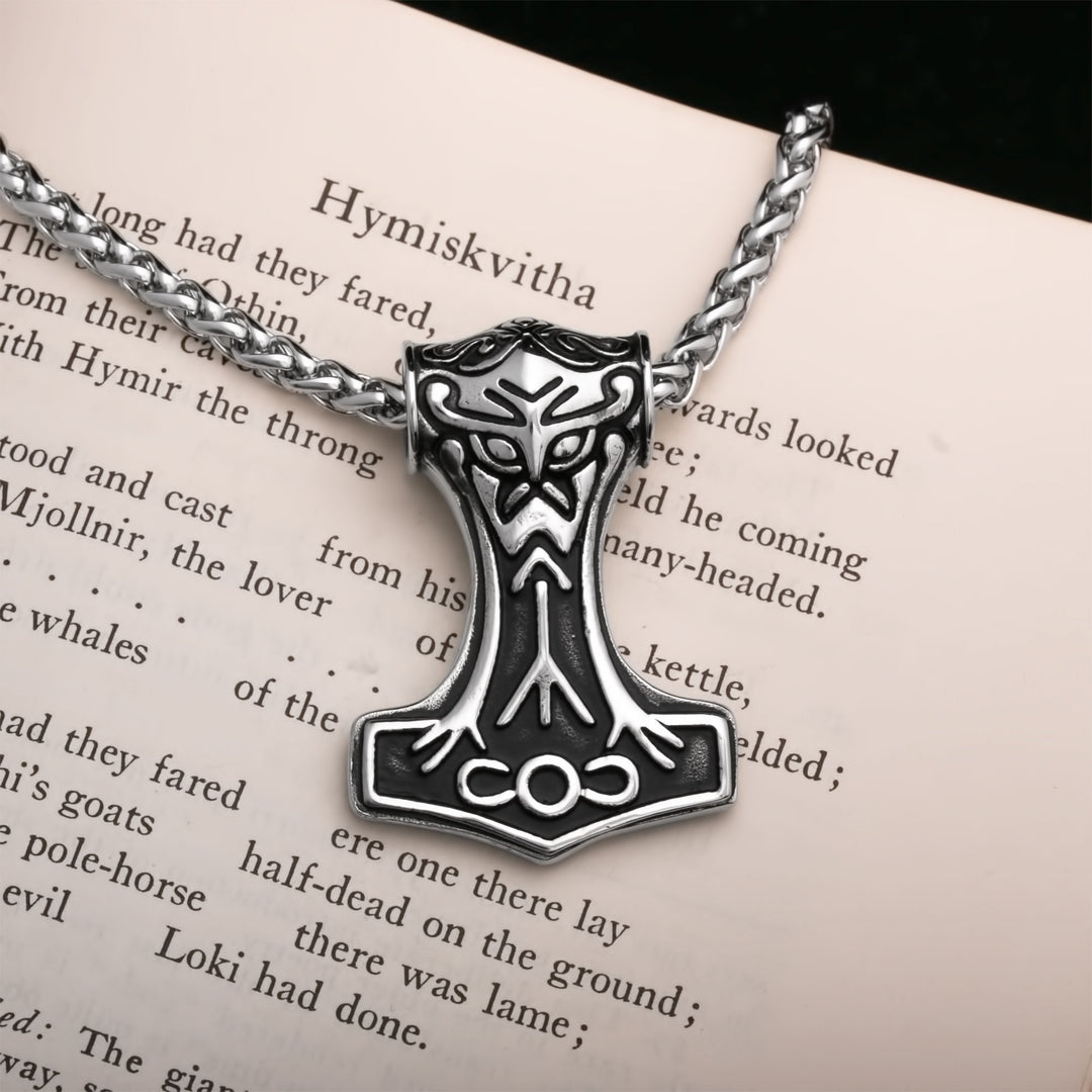 Viking Mjolnir Thor's Hammer Stainless Steel Pendant Necklace Large