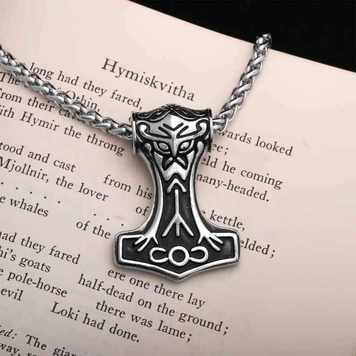 Viking Mjolnir Thor's Hammer Stainless Steel Pendant Necklace Large