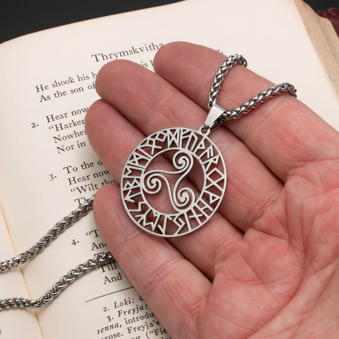 Elder Futhark Rune Viking Pendant Necklace 316L Stainless Steel