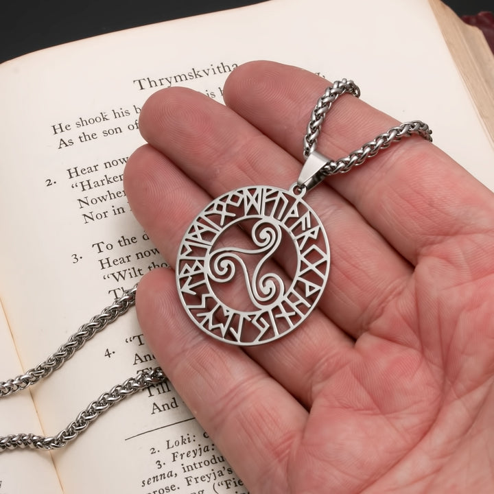 Elder Futhark Rune Viking Pendant Necklace 316L Stainless Steel