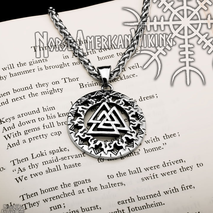 Viking Valknut Slain Warrior Knot Stainless Steel Pendant Necklace