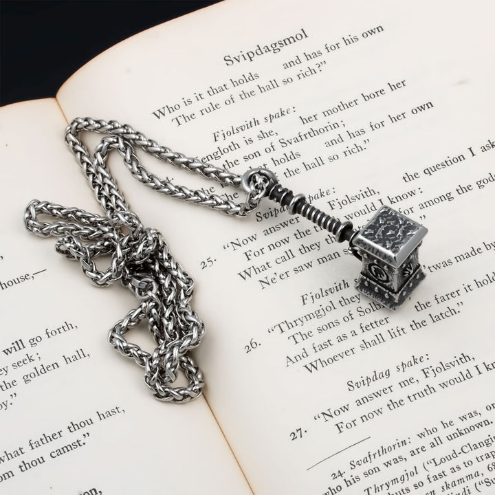 Mjolnir Thor's Hammer Pendant Necklace Stainless Steel Viking
