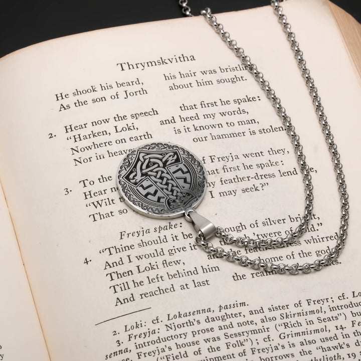 Viking Mjolnir Medallion Stainless Steel Pendant Necklace