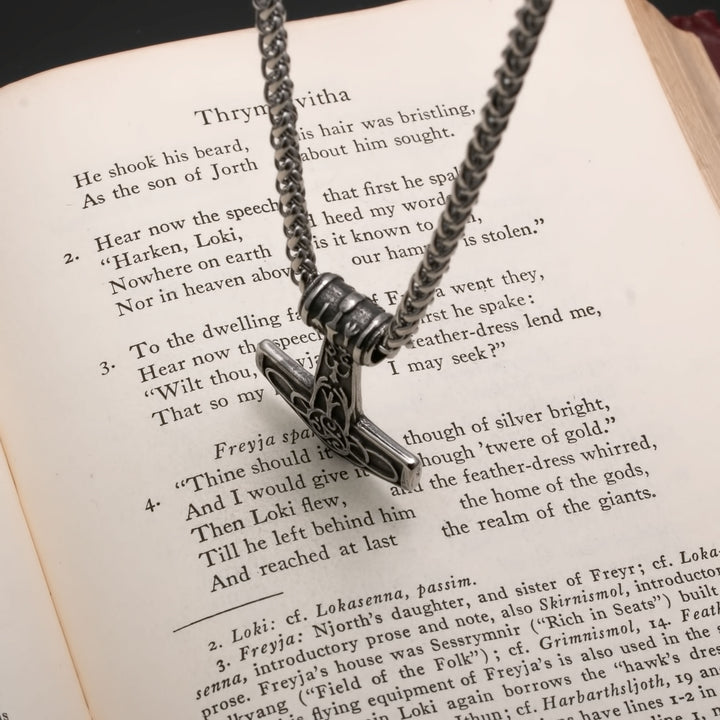 Viking Mjolnir Thor's Hammer Triskele Stainless Steel Pendant Necklace