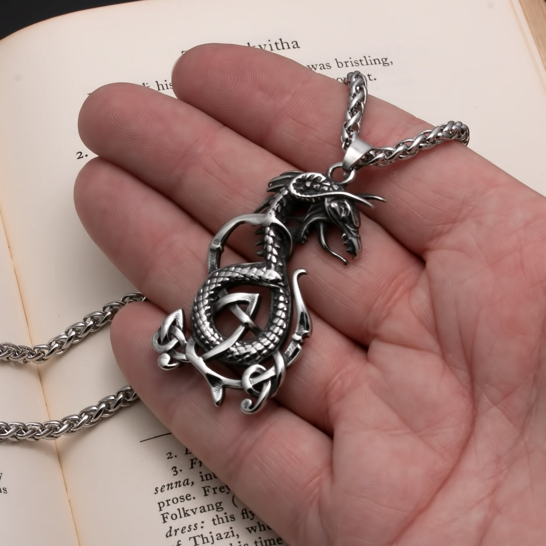Viking Midgard Serpent Stainless Steel Pendant Necklace